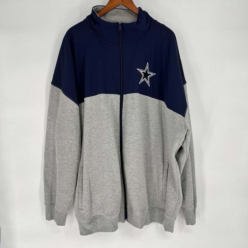 Dallas Cowboys Authentic's Full Zip Sweatshirt Jacket Size 4XLT Pockets